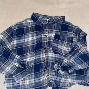 💙 Fashion Nova Blue Plaid Crop Top Size 1X